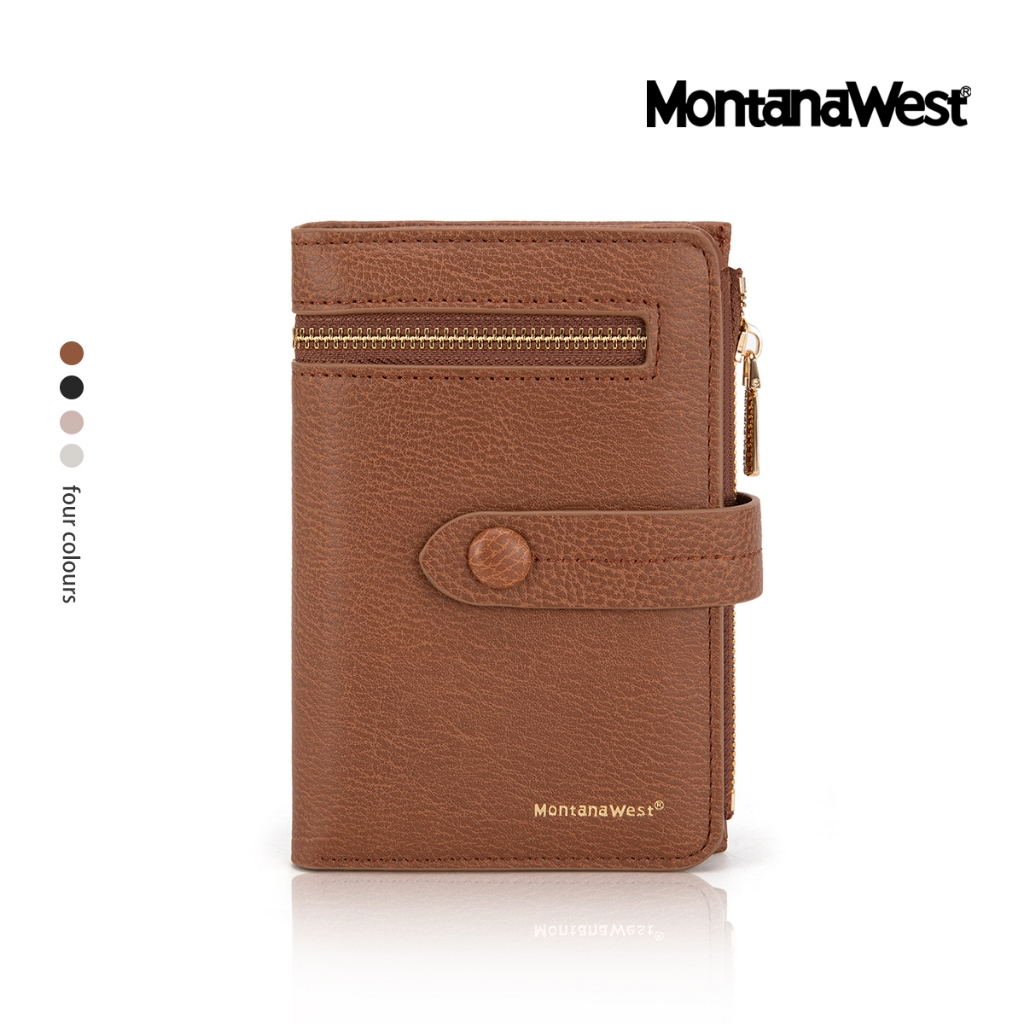 Montana West รุ่น Front Flap Wallet กระเป๋าสตางค์ใบสั้น สำหรับผู้หญิง มีซิป ใส่บัตร หนัง PU