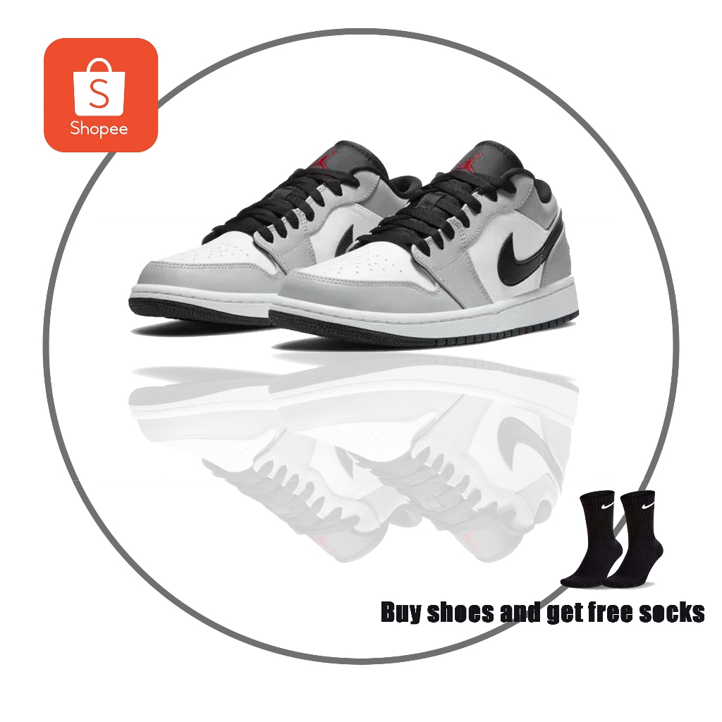 ขายตรงอย่างเป็นทางการ Nike Air Jordan 1 Low Light Smoke Grey รองเท้ากีฬาชายและหญิง