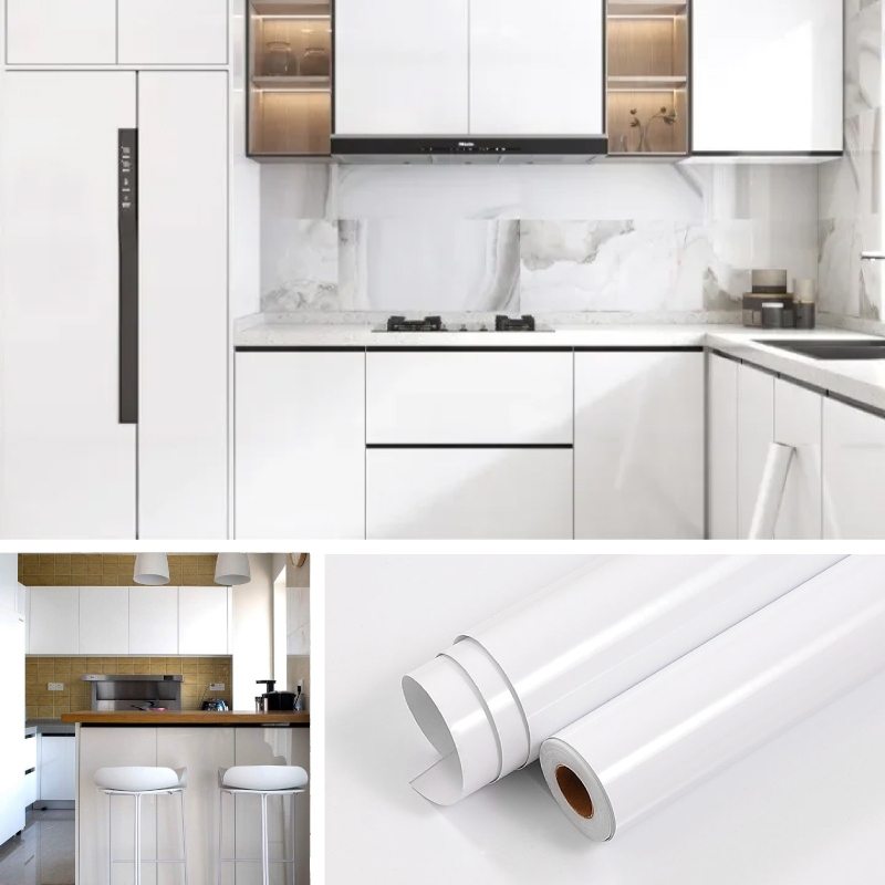 สติกเกอร์สีขาวไม่มีลาย W-01 วอลเปเปอร์ติดผนัง มีกาวในตัว วัสดุ pvc คุณภาพดี กันน้ำ กันคราบน้ำมัน ลอกออกไม่ทิ้งคราบกาว