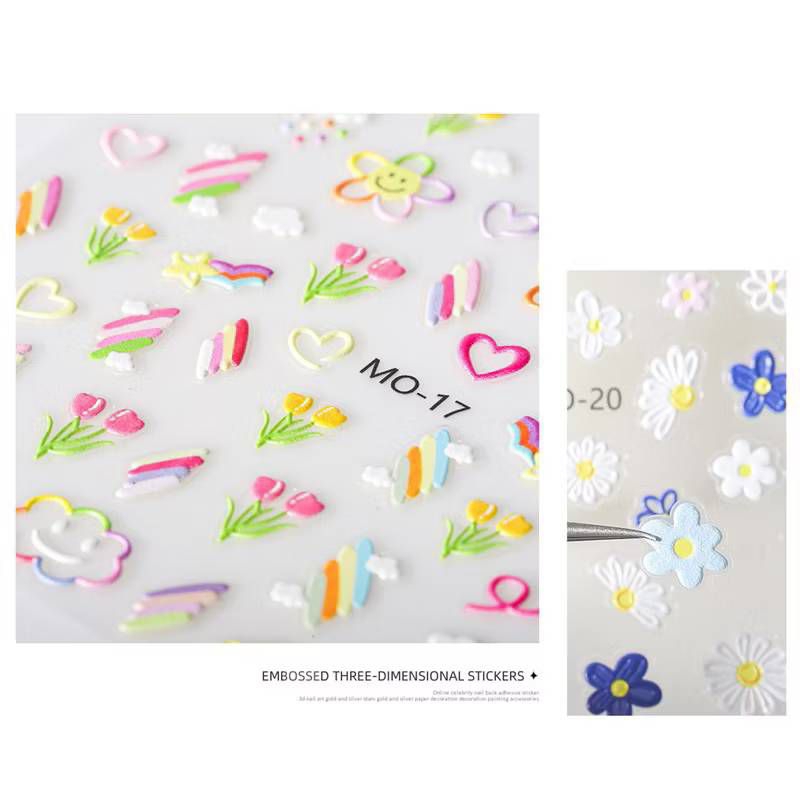 สติ๊กเกอร์ตกแต่งเล็บลายนูน 5D ติดใช้งานง่าย ลายน่ารัก มุ้งมิ้ง ราคา ถูกที่สุด ดีลบีเคเค แกลเลอรีภาพที่ 5