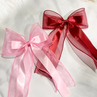 🎀 กิ๊บโบว์ผ้าแก้วนิ่ม งานสองชั้น เรียบหรู กิ๊บปากเป็ด
