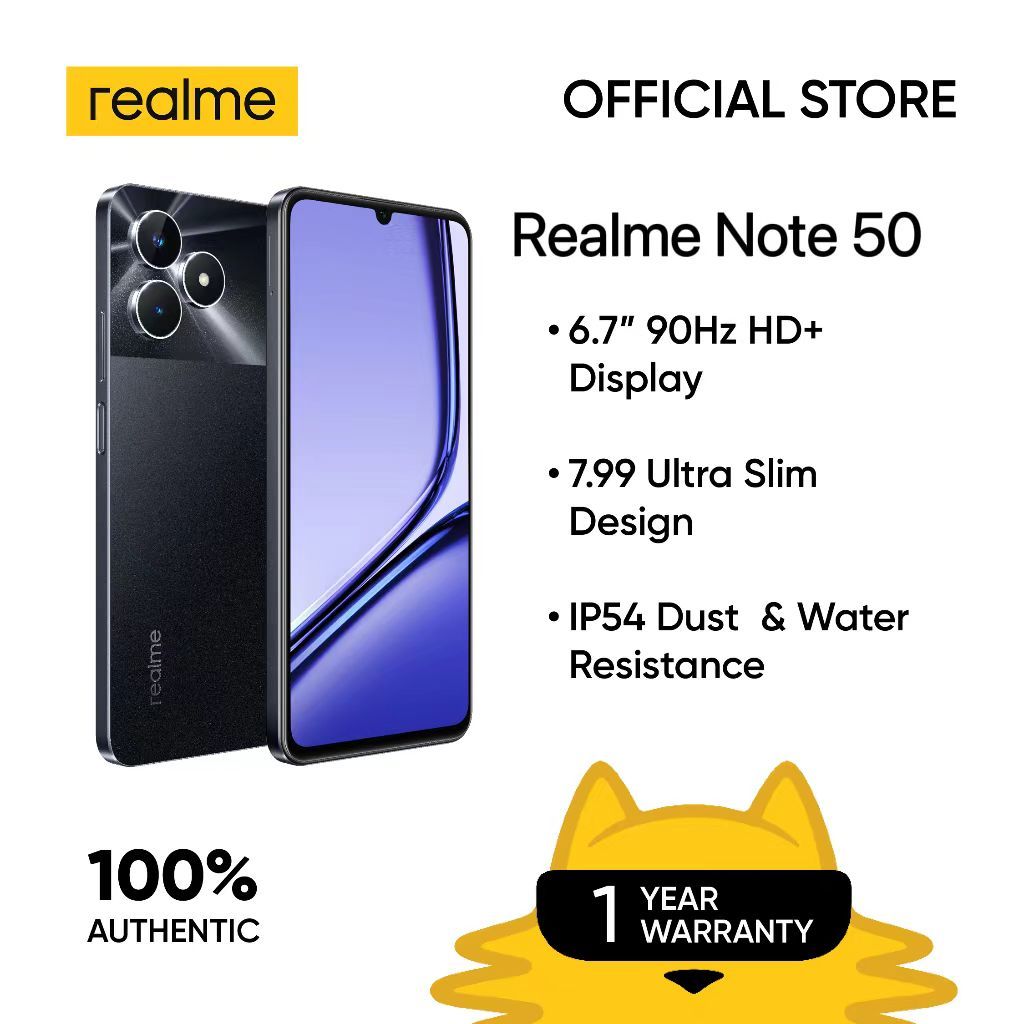 Realme Note 50 โทรศัพท์มือถือ เครื่องแท้100% รองรับ 2 ซิมการ์ด แกะ16GB รอม512GB หน้าจอHD 7.5 นิ้ว 5G มือถือ รับประกันร้า