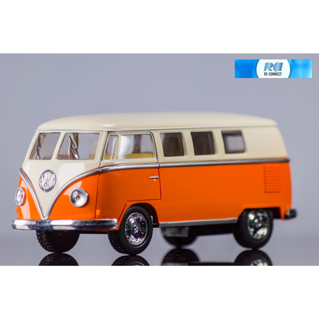 โมเดลรถโฟล์ก รถตู้ รถแวน หน้าวี โฟล์คสวาเกน KINSMART 1:32 Classic Van Car Model 1962 Volkswagen Bus (13 cm.)Vintage Toy