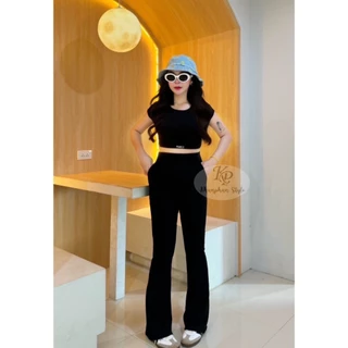 KP2กางเกงขาม้าเล็กตีเกร็ดหน้า เอวสูง มีกระเป๋า2ข้าง ขอบยืด ใส่ทำงาน ใส่เที่ยว ความยาว 40 นิ้วผ้าวูลเวฟพรีเมี่ยม