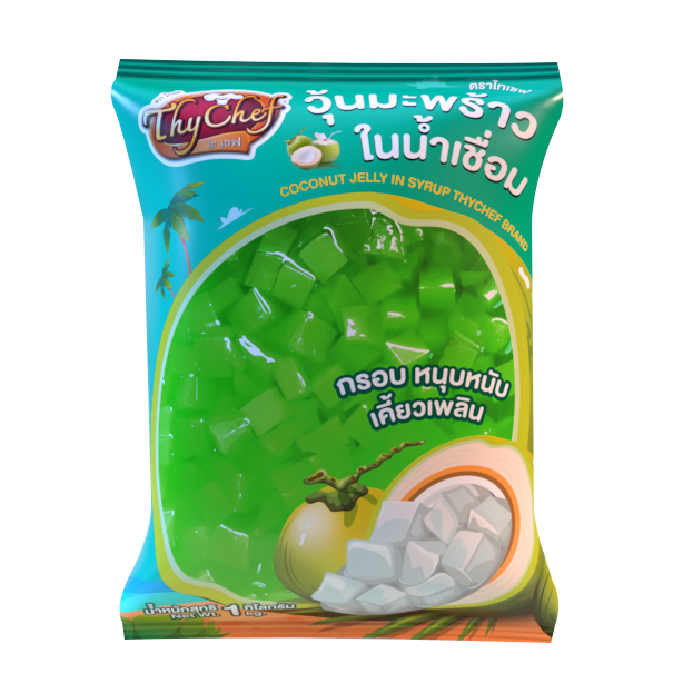วุ้นมะพร้าวในน้ำเชื่อม กลิ่นใบเตย ตราไทเชฟ ขนาด1กิโลกรัม (#วุ้นมะพร้าว #น้ำเชื่ม #ไทเชฟ #ผงเขย่า #ผงปรุงรส)