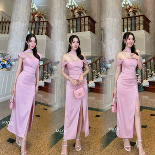 ชุดไปงาน ชุดเดรสใส่ออกงาน เดรสเปิดไหล่ออกงาน ผู้หญิง เสื้อผ้า G114 s m l xl 2xl