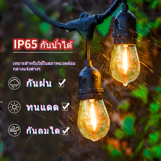 🔌IP65 สายไฟห้อยระย้า 5-10เมตร E27 ไฟLED 3W ไฟกลางแจ้ง ไฟตกแต่งสวน คริสต์มาสและปีใหม่ งานคุณภาพ กันน้ำ เส้นหนา