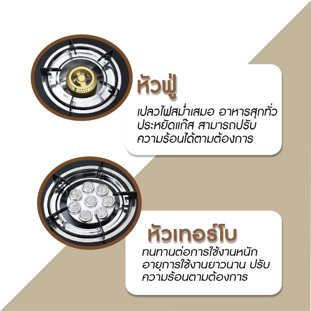 Kashiwa เตาแก๊สหัวคู่ รุ่น X-2501 หน้ากระจกนิรภัย หัวเทอร์โบ+หัวฟู่ - รูปที่ 4