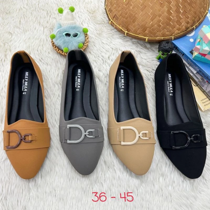 🔥รองเท้าคัทชู ไซส์.36 - 45 #หัวแหลม #ส้นแบน ดีไซน์งานอะไหล่แบรนด์เนม🔗 สวยๆด้านหน้า...พร้อมส่ง✅คน