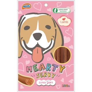 9212 Novee HEARTY JERKY LAMB ขนมสุนัข ขนมหมา ฮาร์ทตี้เจอร์กี้ รสแกะ โนวี่ ขนาด100กรัม ***1แถม1 49บาท