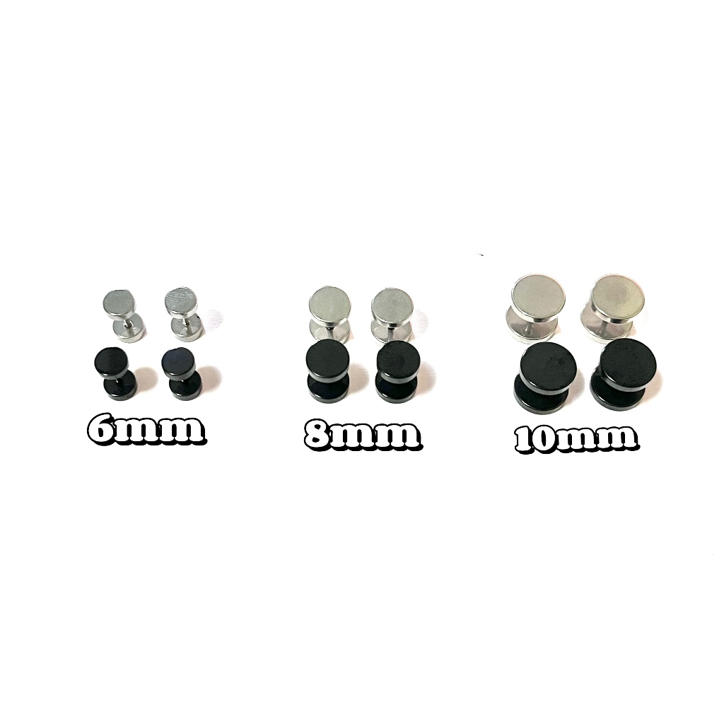 1คู่ / 304สแตนเลส-ต่างหู ตุ้มหู จิว ต่างหูผู้ชาย Black Gothic Barbell Earring Fashion Round Plain Men Stud Earring Jewel