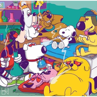 สติ๊กเกอร์ สายเขียวลายหมาแมวนั่งsmoke Evap (ราคาส่ง)