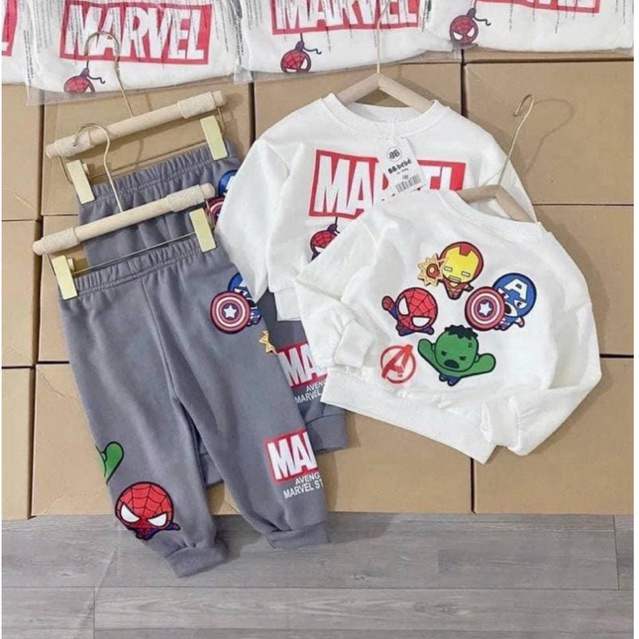 ชุดเซ็ตลูกชาย ลาย Marvel มีลายทั้งหน้าหลัง สุดเท่