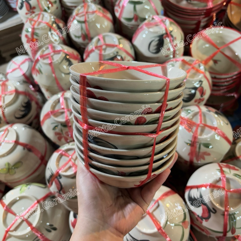 [อ่านรายละเอียดก่อนสั่งซื้อ] แพ็กสุดคุ้ม 10 ใบ ถ้วยแบ่ง ขนาดเล็ก ชามตราไก่รูปทรงโบราณ ใบเล็ก ขนาด 5“ และ 6“ - รูปที่ 4