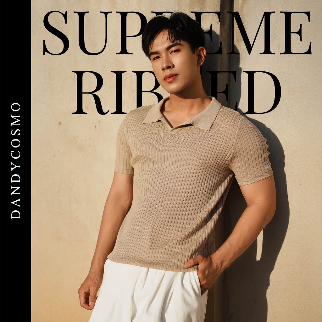 NEW [5สี]เสื้อไหมพรมคอโปโล Velvety Knit Polo รุ่น Supreme ribbed ทอร่องพรีเมียม นุ่มไม่เหมือนที่ไหน DANDY COSMO
