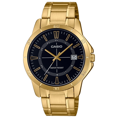 CASIO นาฬิกาข้อมือผู้ชาย สายสแตนเลส สีทอง รุ่น MTP-V004G,MTP-V004G-1C