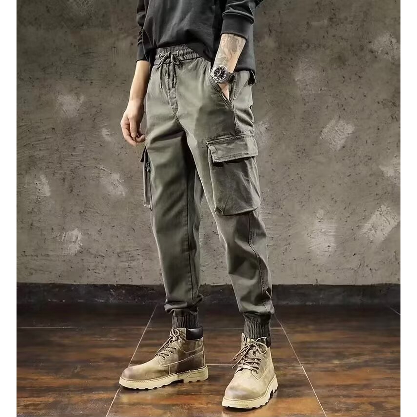 Fancy Fashion กางเกงคาร์โก้ลําลอง ทรงหลวม ขนาดใหญ่ แต่งกระเป๋าหลายช่อง คุณภาพสูง แฟชั่นสําหรับผู้ชาย ไซซ์ L - 5XL - รูปที่ 5