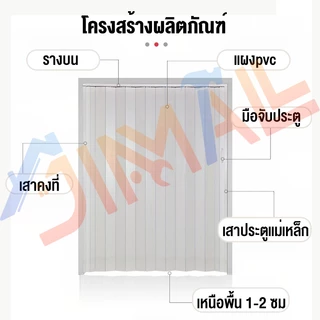 ฉากกั้นห้อง PVC ประตูพับ PVC ฉากกั้นแอร์ ประตูบานเลื่อน กว้าง80/90/120 สูง200ซม. ประหยัดพื้นที่ ห้องครัว ห้องนอน