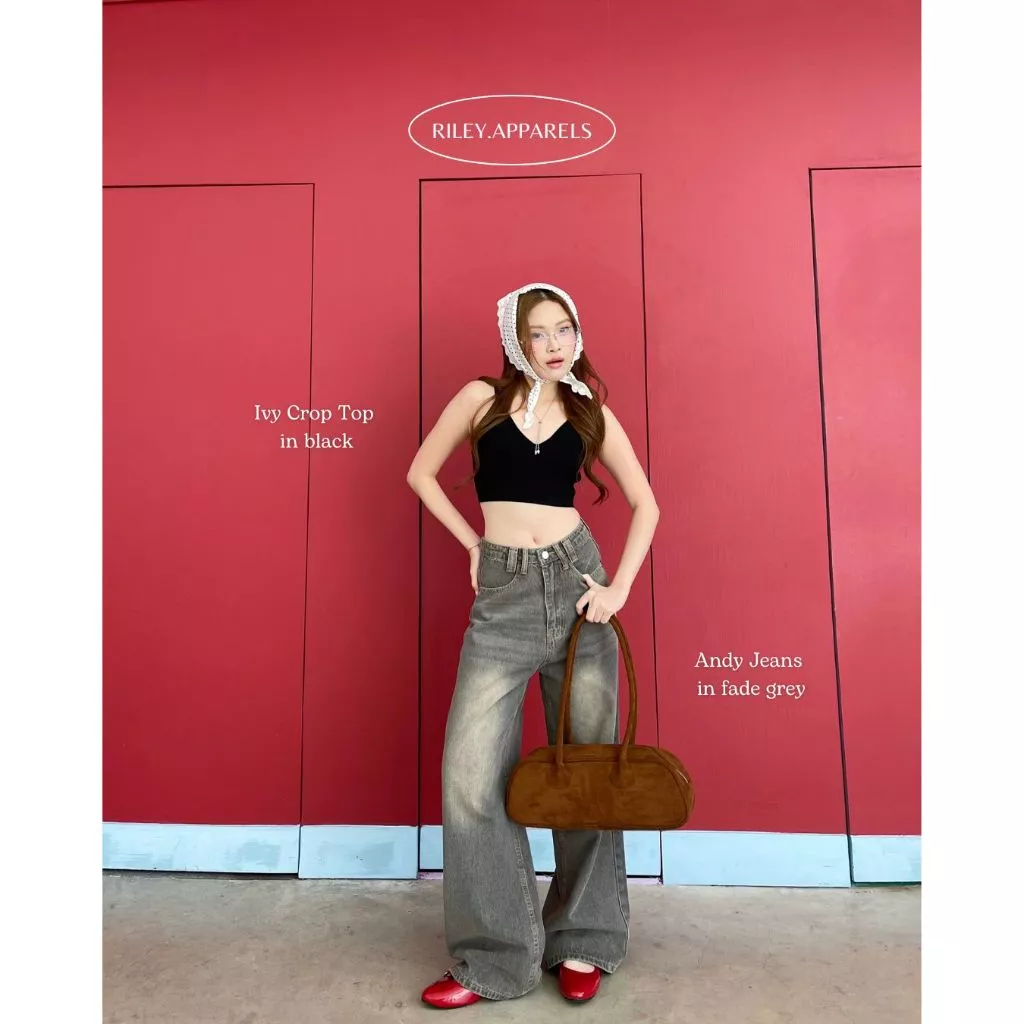 Riley.apparels - Andy Jeans กางเกงยีนส์กระบอกใหญ่ เก็บเอวพรางหุ่น 7006 thumbnail 8