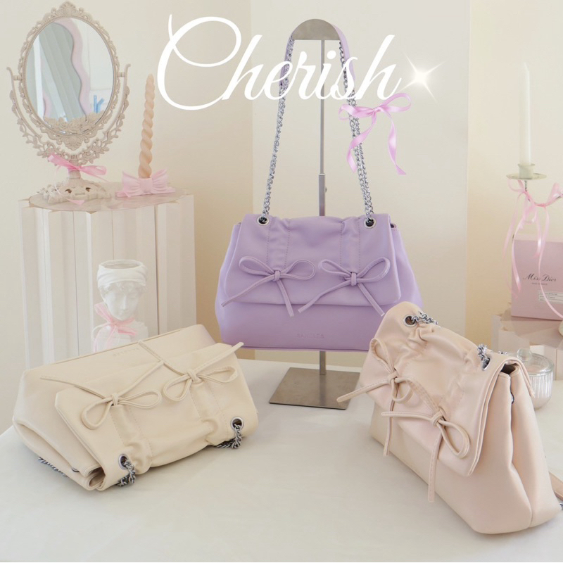 กระเป๋าสะพายริบบิ้น รุ่น Cherish ปรับสายได้ ขนาด10 นิ้ว by 8anglesshop D087