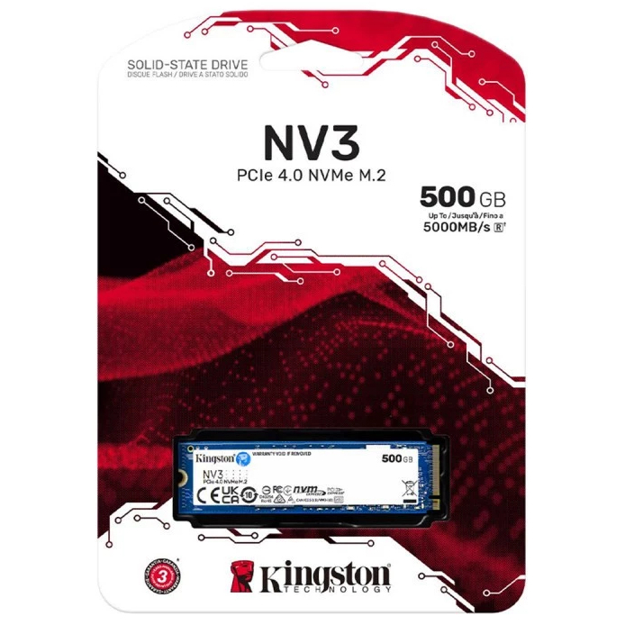 500GB / 1TB (เอสเอสดี) KINGSTON NV3 M.2 PCIe 4 NVMe M.2 2280 (SNV3S/500G) (SNV3S/1000G)