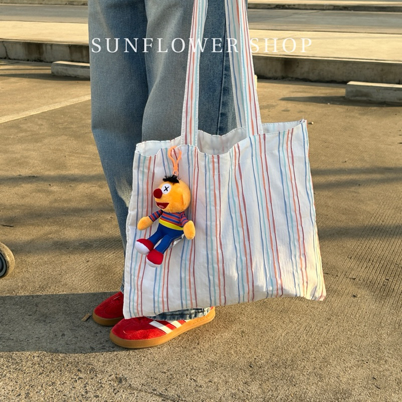 กระเป๋าผ้าราคาน่ารักลายทาง SUNFLOWER SHOP