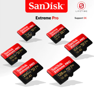 SanDisk Extreme Pro Micro SD Card 5K SDXC 32GB 64GB 128GB 200/90MB/s (SDSQXCD) เมมโมรี่ Gopro Drone
