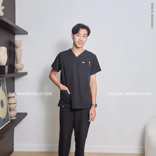 everydayscrub.bkk | ชุดสครับแพทย์ (Ver.2) สี Arabica Black☕️ (เสื้อพร้อมกางเกง)