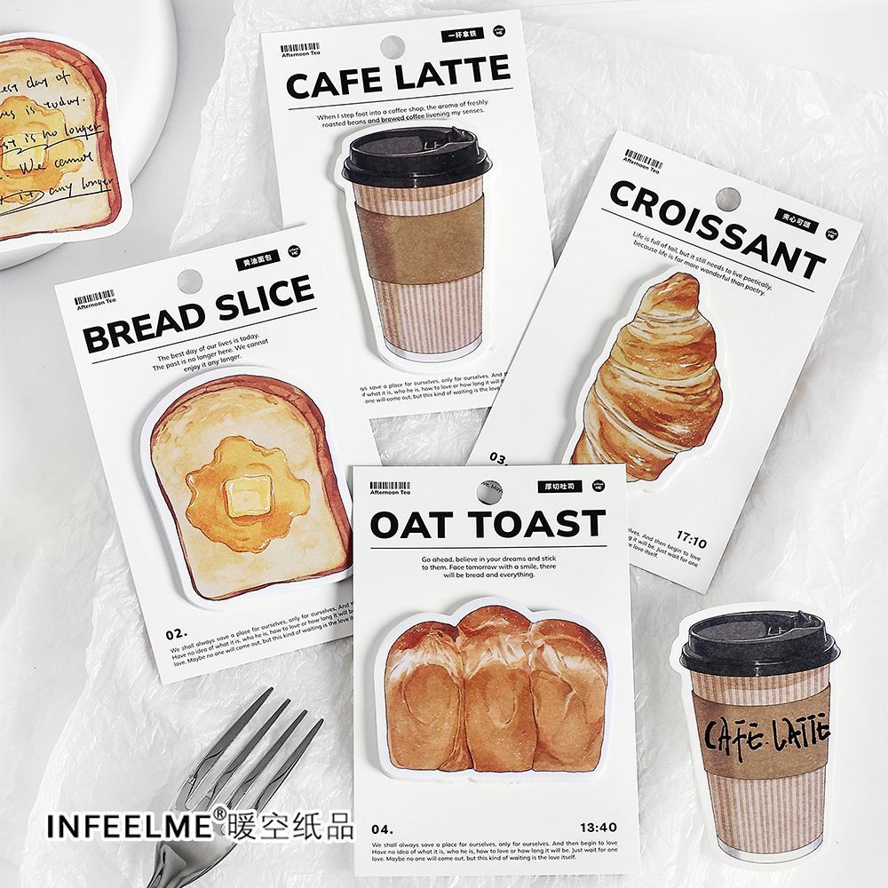 กระดาษโน๊ตกาวในตัว คอลเลคชั่น Bread & Coffee Series Sticky Note กระดาษ Memo 1 แพค 30 แผ่น ราคา ถูกที่สุด ดีลบีเคเค แกลเลอรีภาพที่ 5