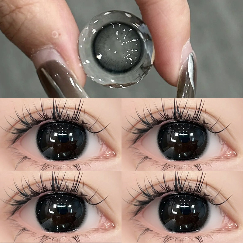 [ค่าสายตา 0.00~-6.00] Yilala คอนแทคเลนส์สายตาสั้น สีดํา 14.2/14.5 มม. 2 ชิ้น ต่อคู่