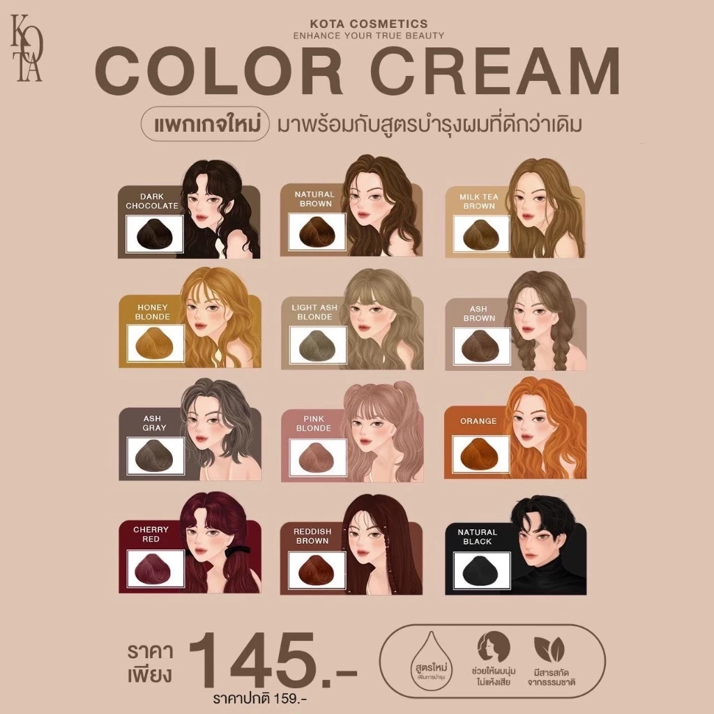 [ร้านบริษัท]KOTA COLOUR CREAM ครีมย้อมผมโคตะ สูตรใหม่เพิ่มการบำรุง 5 เท่า กลิ่นหอม  ไม่แสบหนังศีรษะ thumbnail 3