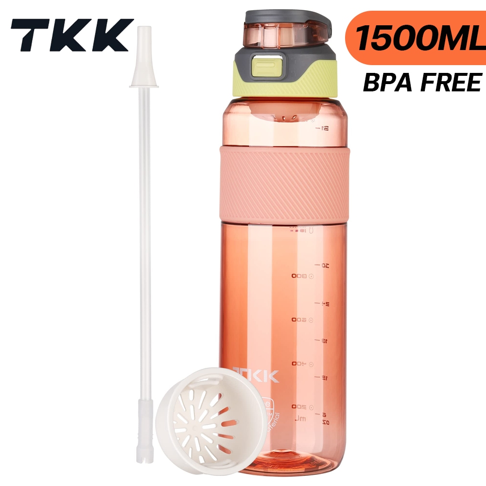 TKK ราคาพิเศษ ขวดน้ำใหญ่ ขนาด 1 ลิตร 1.5 ลิตร tritan BPA Free แข็งแรง พร้อมหลอดดูด สำหรับพกพาเดินทาง