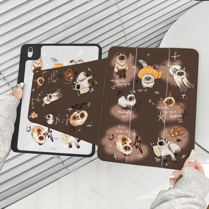จัดส่งทันที เคสไอแพด การหมุน 360 องศา ลูกแมว Gen9 Air6 11 Pro11 2024 Gen10 การ์ตูนน่ารัก เคสipad