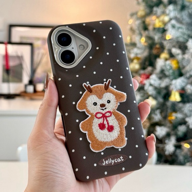 (ภาพสินค้าจริง) เคสหนังลายกวางจุดน้ำตาลคริสต์มาส ส่งจากไทย