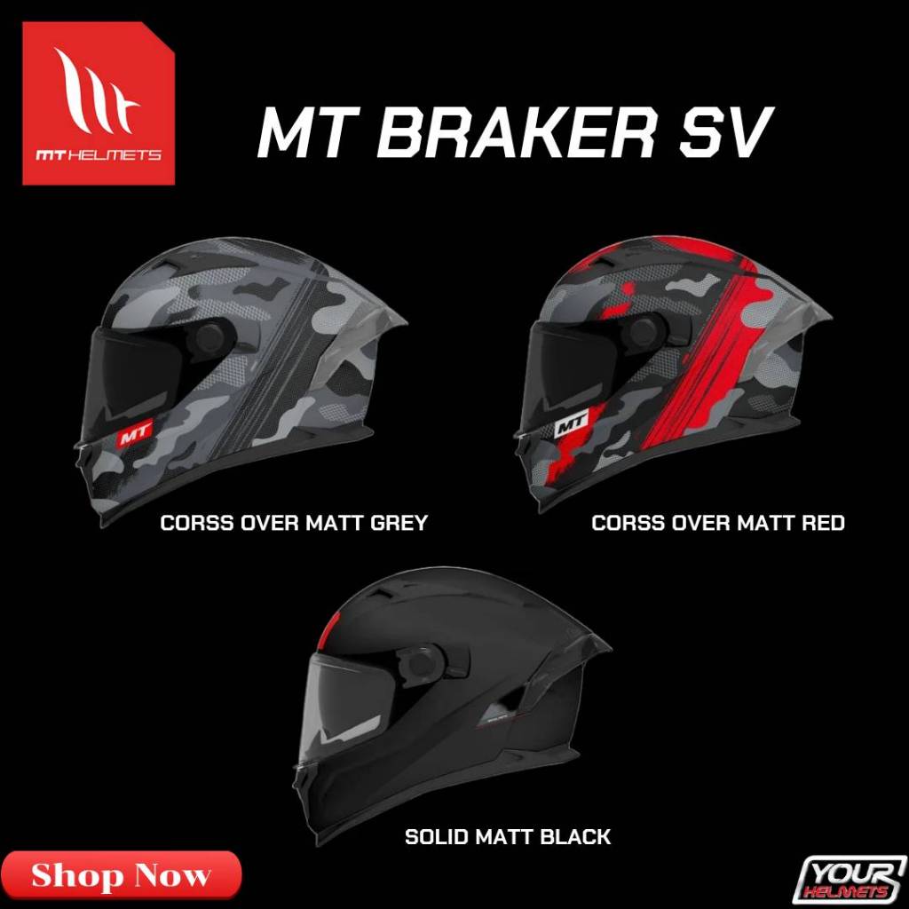 ใหม่ ล่าสุด!!! หมวกกันน็อค MT HELMETS รุ่น BRAKER SV // หมวกกันน็อคเต็มใบ #YourHelmets #ส่งเร็ว