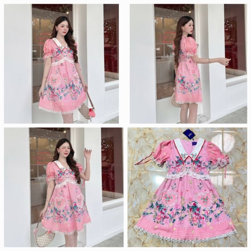 497 มี2xl,5xl,6xl[ปกติ]ยาว35"เดรสสั้นมินิพิมลายน้องกวาง