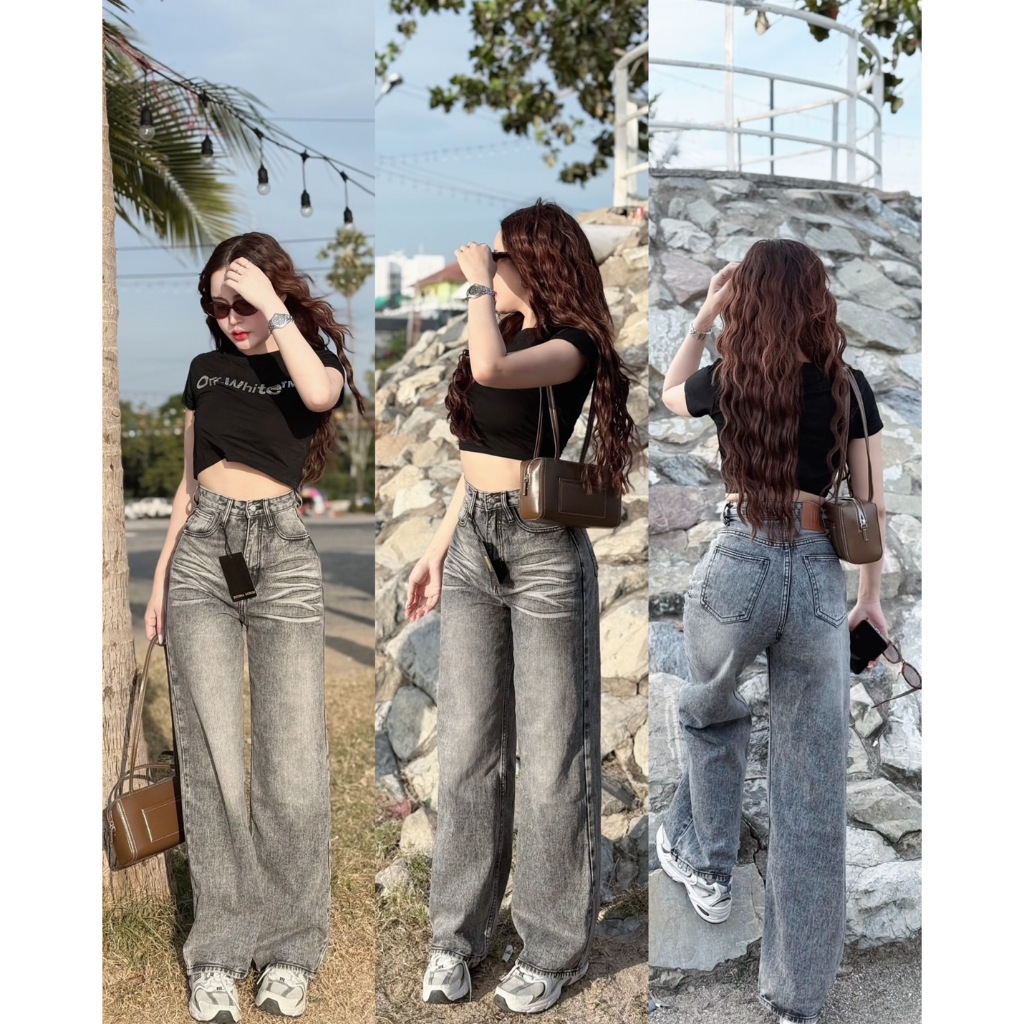 PMJ03 กระบอก Medium ผ้าไม่ยืดเฟดหน้าขา สี Smoke Grey PATIMA JEANS (ผ้ามีกลิ่นหอม)