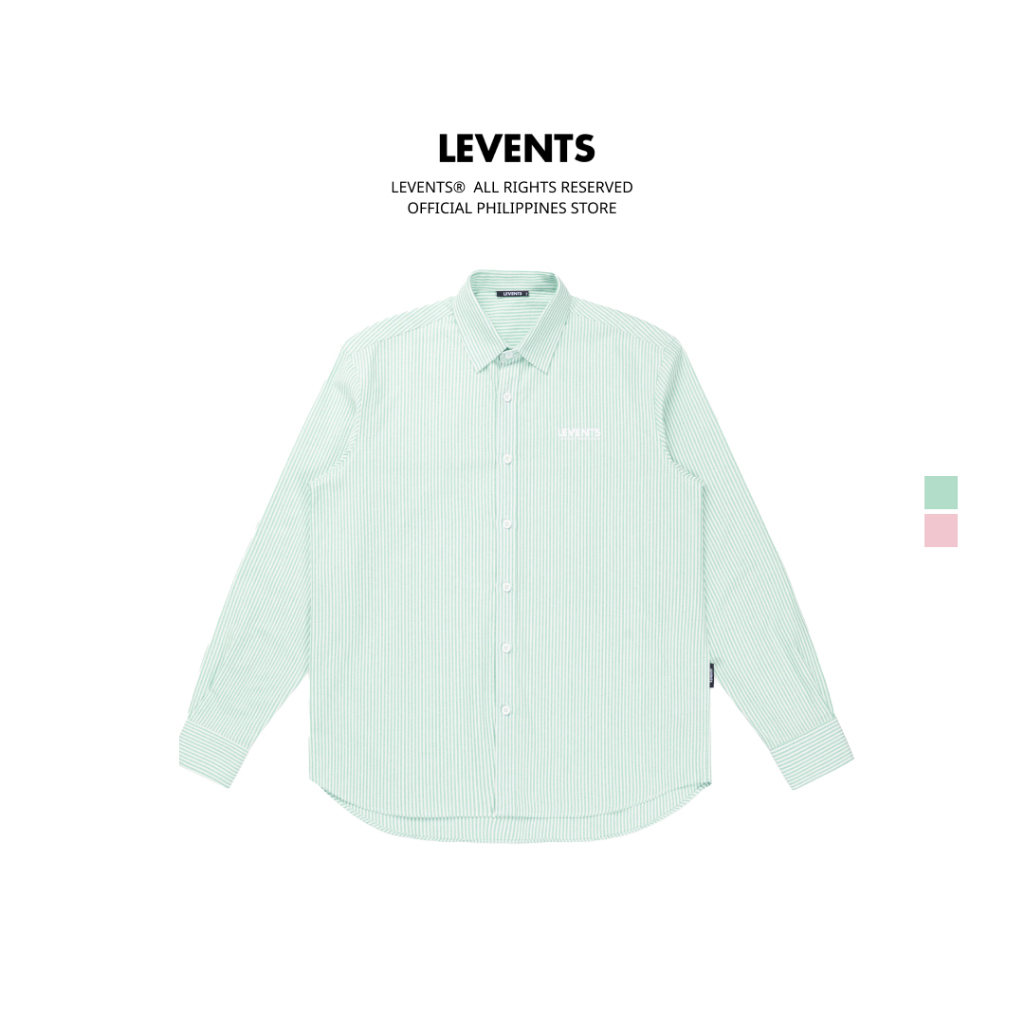 Levents® XL Logo Striped Shirt เสื้อเชิ๊ตแขนยาว ลายทาง โอเวอร์ไซส์ ผ้าหนา ยับยาก