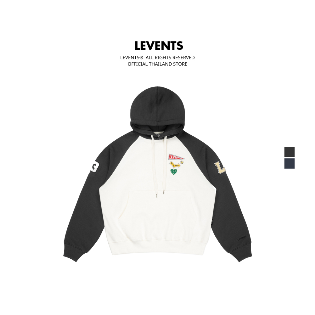 Levents® Sticker Raglan Boxy 2.0 Hoodie เสื้อฮู้ดแบบสวม ทรงโอเวอร์ไซส์ ผ้าสำลีใส่บายมาก
