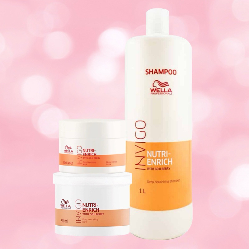 WELLA NUTRI ENRICH 150 500 1000 ML. แชมพู ทรีทเม้น ซ่อมแซมผมแห้งกร้าน ถูกทำร้ายพร้อมมอบความชุ่มชื้นอ