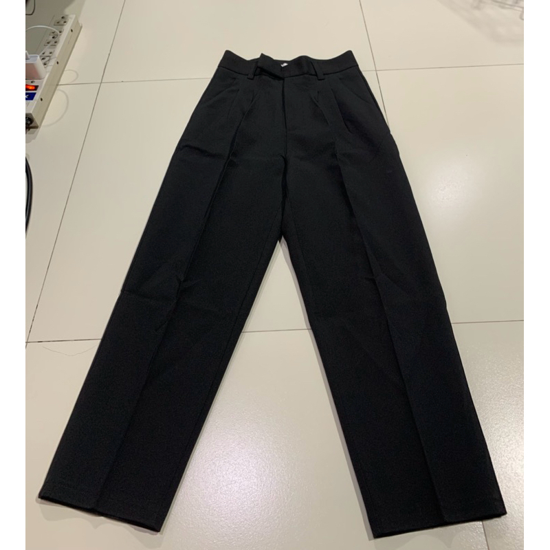 APRIL SHOPกางเกงผ้างานสั่งตัดผ้าดีอยู่ทรงป้ายติดไซด์S ซิปหน้ามีกระเป๋าล้วงสองข้าง