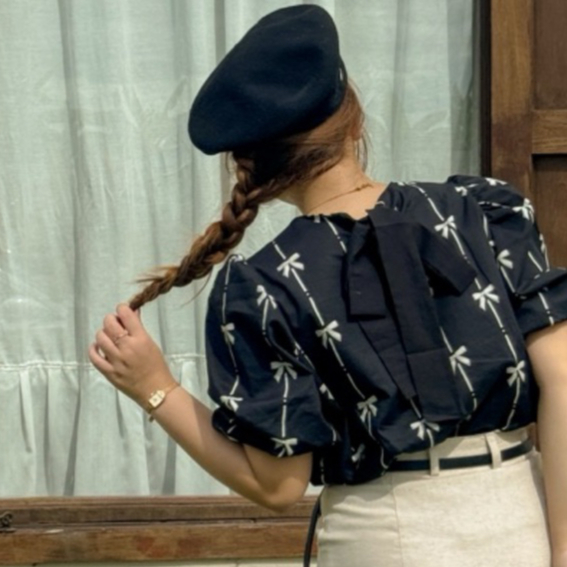 Ribbon Stripe Top - Black