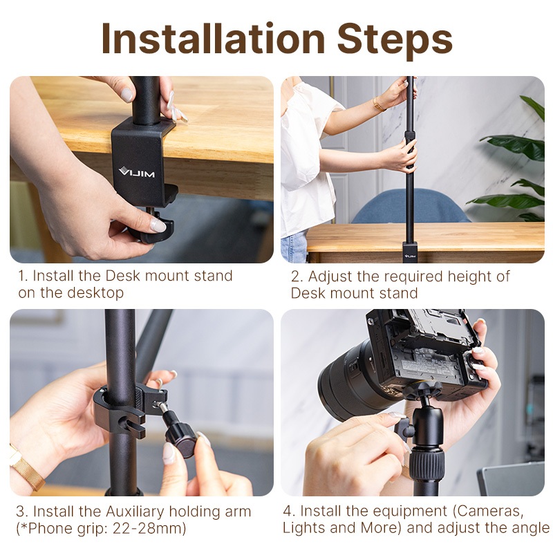 Ulanzi VIJIM LS02 Camera Desk Mount Stand ขาตั้งกล้อง ไลฟ์สด ขาตั้งหนีบโต๊ะ กล้อง DSLR Mirrorless