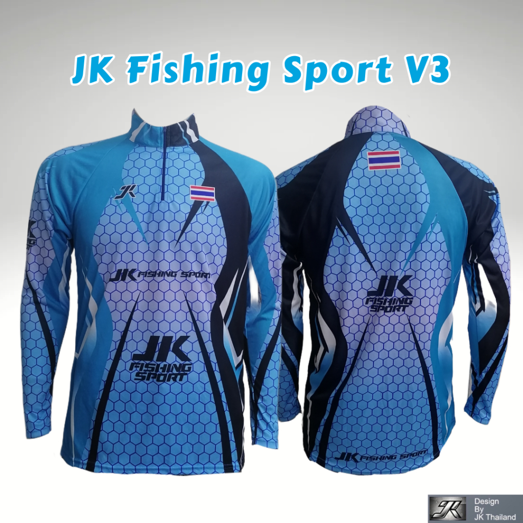 เสื้อตกปลา JK Thailand เสื้อกันยูวี ลาย JK Fishing Sport V3 ป้องกันรังสี UV 80% แห้งเร็ว