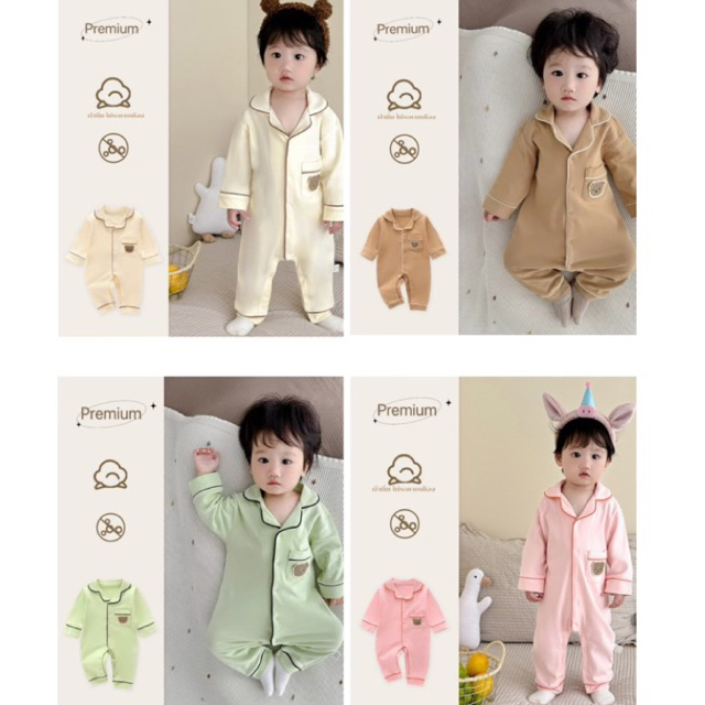 NT​baby​ - 082(สินค้า​พร้อม​ส่ง)​ ✨ ชุดนอนรอมเปอร์ เด็กพรีเมียม COTTON 100% นุ่มสบาย อ่อนโยนต่อผิว ✨