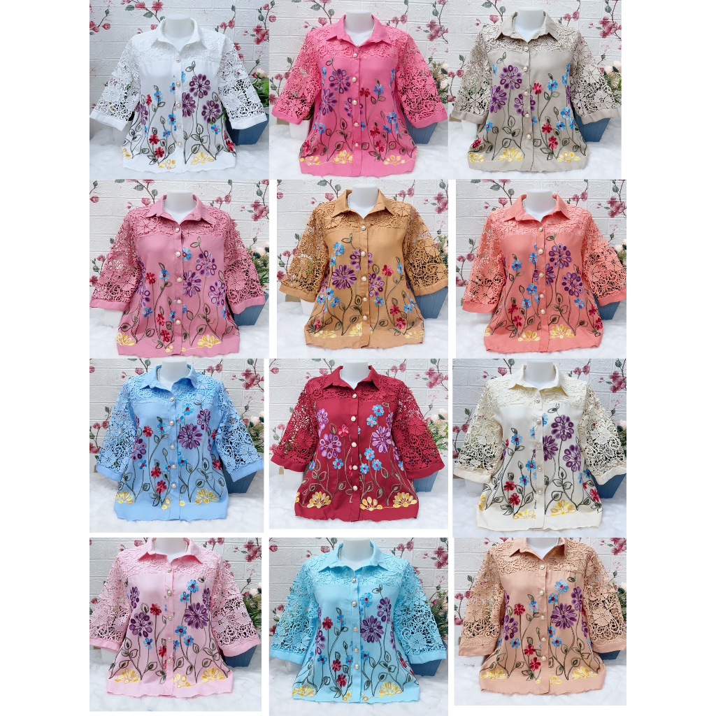 คอปกกระดุมหน้าผ้าลินินผสมผ้าฝ้าย รอบอก 46-52 ใส่ได้ 42-44-48-50