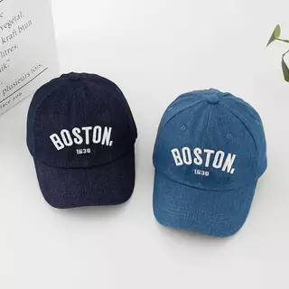 [พร้อมส่ง] หมวกเด็ก 1ปี - 5ปี รอบหัว:50-52 cm. หมวกแก๊ป (Cap) ผ้ายีนส์ ปักอักษร BOSTON 1630 หมวกสำหรับเด็กใส่กันแดด
