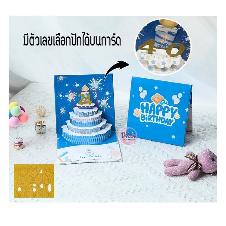 การ์ดวันเกิด3D มีเสียงเพลงและไฟLED