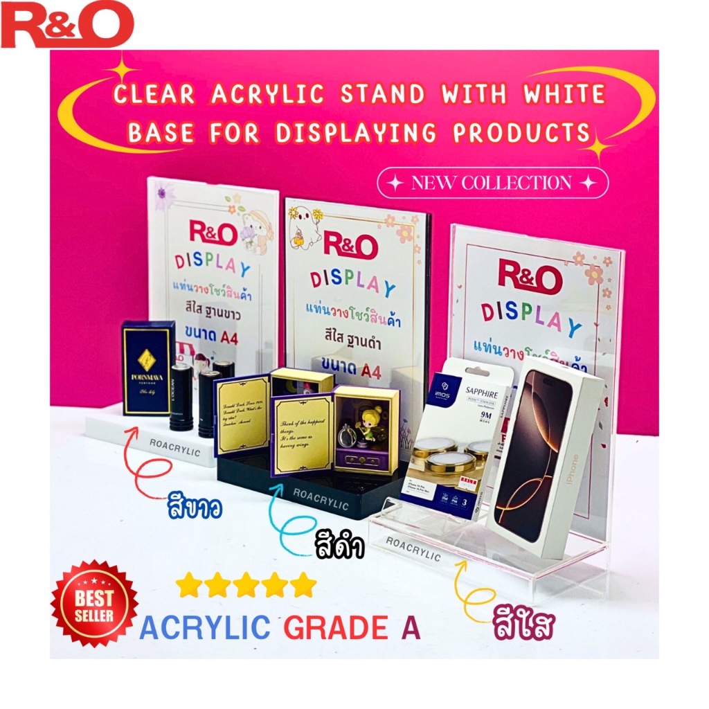 roacrylic Display  แท่นวางโชว์สินค้า สีใส ขนาด 21.5x13x30 cm.