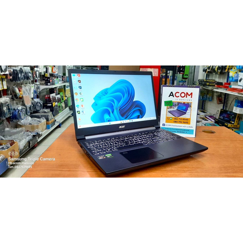 โน๊ตบุ๊คมือ2 Acer Aspire 7 A715-42G Ryzen 5 5500U RAM 16GB SSD 512GB GTX 1650 จอFHD 144Hz